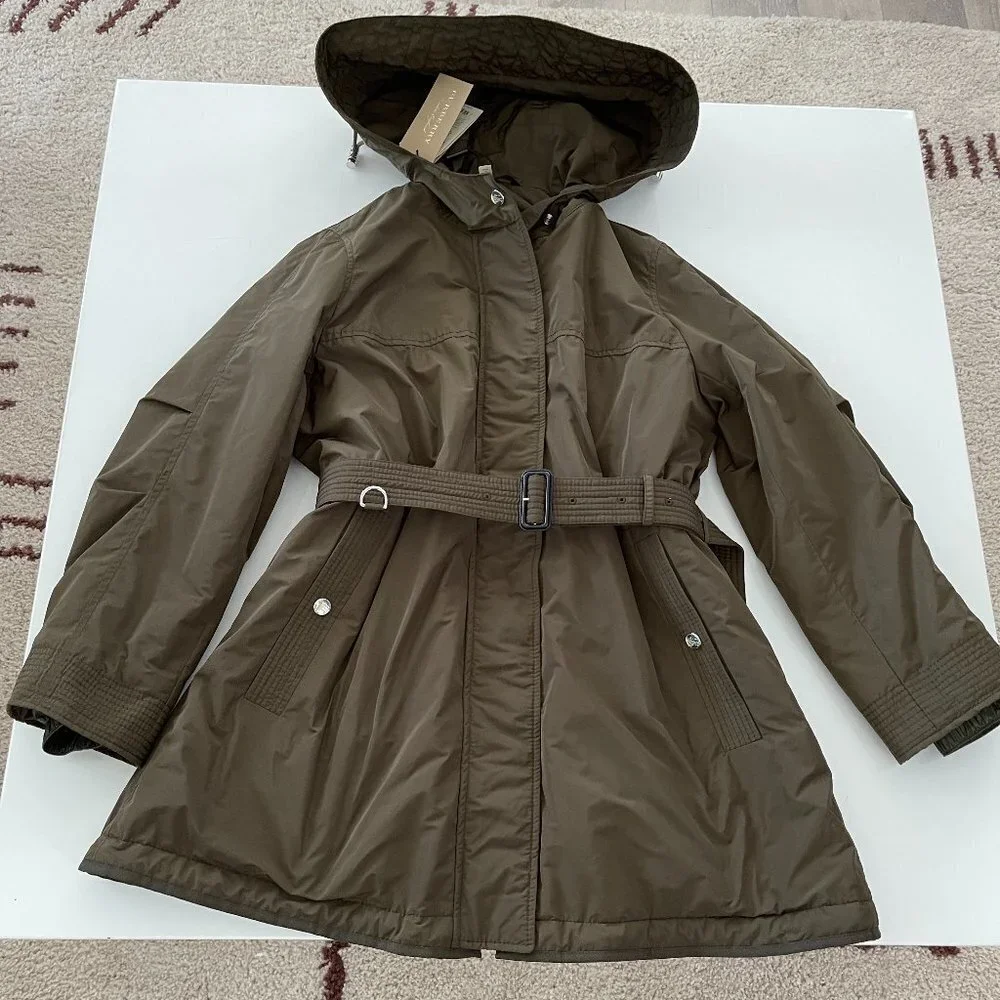 BURBERRY Portobello Women's Parka Hooded Jacket - 10 US Dark Olive - Picture 12 of 16